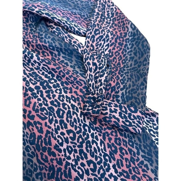 Bob‎ Mackie Womens XS Leopard Print Long Sleeve Blouse Multicolor - Picture 6 of 6
